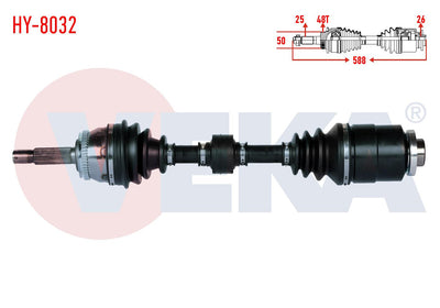 Veka HY-8032 Complete Axle Right Front Hyundai Accent Era 1.5 CRDi ABS li 48 Outer Length 588mm 20 — Axles, CV Joints & Boots