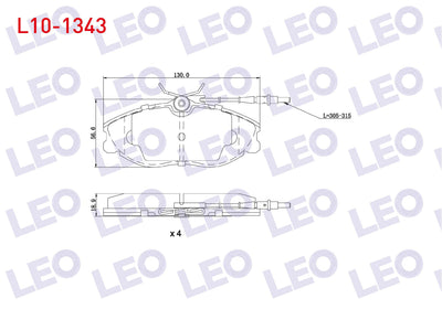 LEO L10-1343 Brake Pad Front with Connector Peugeot 406 (8B) 2.0i 15 Rim 1995-2004 / 406 (8B) 2.0 HDi 15 Rim 199 — Brake Pads
