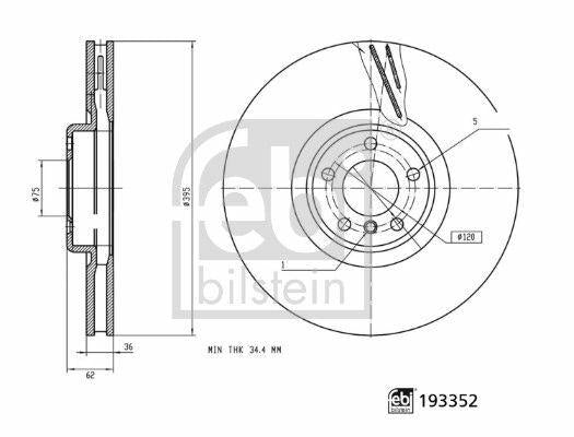 FEBI Right Brake Disc for BMW X5 (E70, F15) & X6 (E71, F16) - High Carbon — Brake Rotors & Drums