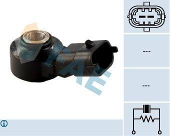 FAE Knock Sensor Corsa.B 1.2 16V Sensor - 2-Pole Connector, Black Body Color — Engine Management Sensors