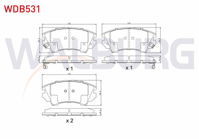 WALBURG WDB531 Brake Pad Front with Wear Indicator Opel Insignia 2.0 CDTi 17 Rim 2008-/ Astra J 1.6 CDTi 2009-2016 / Astra J 1.4 T 2009-2016 / Insignia 1.6 2008-/ 1.6 CDTi 2008-/ Zafira C 1.6 CDTi 2014-/