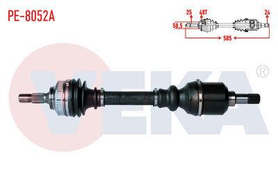 Veka PE-8052A Complete Axle Left Front Peugeot Partner (Center Body) 1.6 HDi ABS li 48 Outer Lengt — Axles, CV Joints & Boots