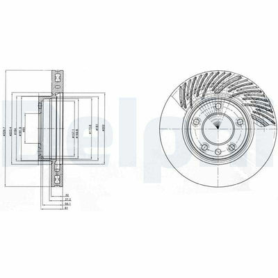 Delphi BG9949 Brake Disc - Front Right for Touareg 7P, 7L & Cayenne — Brake Rotors & Drums