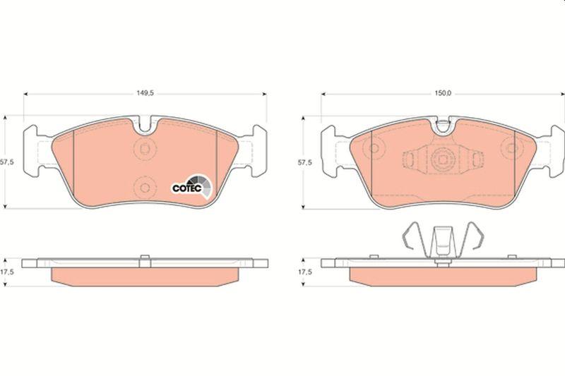 TRW GDB1625 Brake Pad Front BMW 1 Series E81 E87 03-12 3 Series E90 05- — Brake Pads