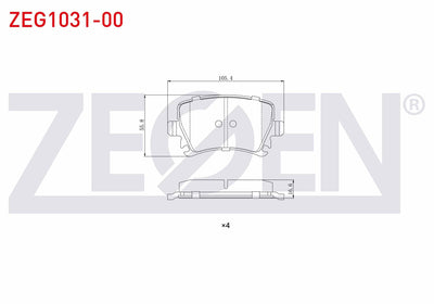 Zegen ZEG1031-00 Brake Pad Rear Golf V 1.4 TSI 2003-2009 / Caddy III 2.0 SDI 2004-2015 / Jetta III 1.6 FSI 2005 — Brake Pads