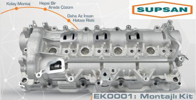 Supsan EK0001 Camshaft Shaft Set Montajlı (Intake + Exhaust + Upper Cover + Chain (8 mm) 2008-208 I-II-3008 II-301-3 — Timing