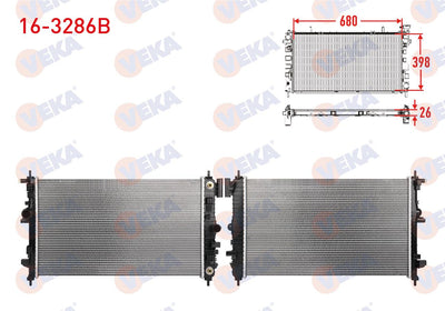 Veka 16-3286B Water Radiator Brazing Opel Insignia A 1.6 CDTi, 2.0 CDTi A-T 2014-2017 — Radiators & Fans