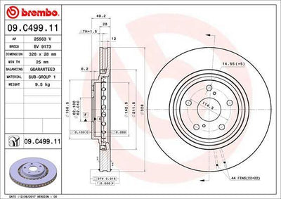 Brembo 09.C499.11 Brake Dsiki Rav-4 328mm Front 12-15