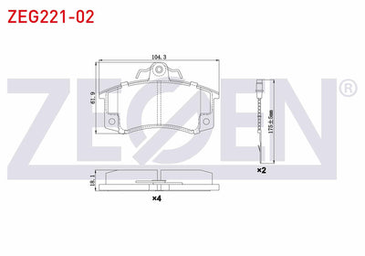 Zegen ZEG221-02 Brake Pad Front with Connector Lada Samara 1500 1986-1994 / Vega (2110) 1.6i 16V 2000-/ Kalina ( — Brake Pads
