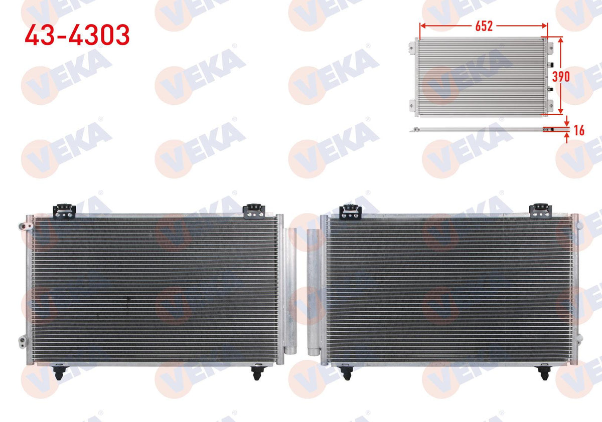 Veka 43-4303 A/C Condenser Toyota Corolla (_E12_) 1.4 Vvt-I A-T / M-T 2002-2007 — Condensers & Evaporators