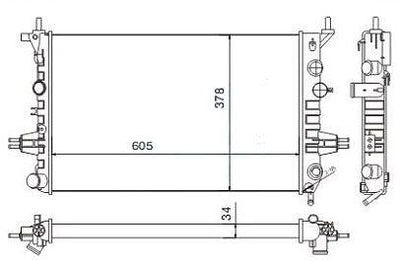 MGA 80158 Water Radiator Mechanical (Opel: Astra G 1.6 98-) 605×378×34 — Radiators & Fans