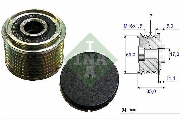 ina alternator pulley ford transit 535015910, ford transit alternator pulley close up view INA Alternator Pulley for Ford Transit 2.4Td (2000-2006) - Durable & High-Performance for Car Owners & Mechanics | Ford Transit Models INA Alternator Pulley Ford Transit - 535015910 ina-alternator-pulley, ford-transit, car-parts, mechanics-supply, vehicle-repair, high-performance, durable-parts, car-owners, auto-accessories, ai-generated