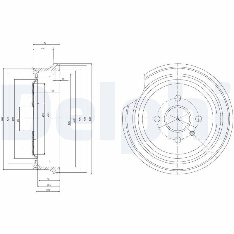 Delphi BF367 Rear Brake Drum (Opel Astra G) — Brake Rotors & Drums