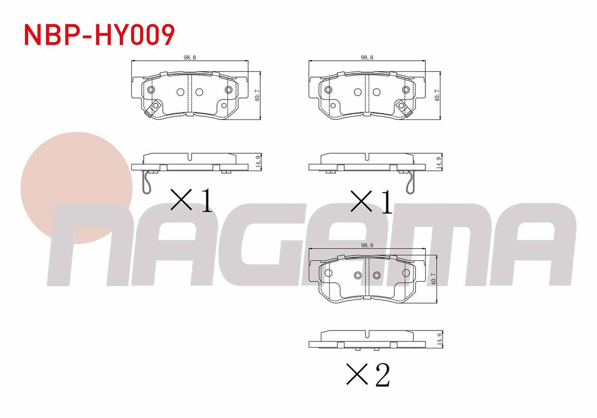 NAGAMA NBP-HY009 Brake Pad Rear with Wear Indicator Hyundai Getz 1.3i 2002-2008 / 1.4i 2002-2008 / 1.5 CRDi 2002 — Brake Pads