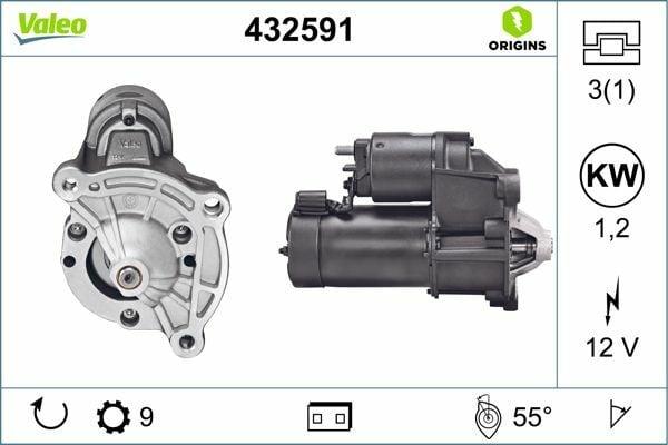 VALEO Starter Motor 12V 1.2kW - 9 Tooth for Berlingo, C2 and 5 more models — Starting & Charging