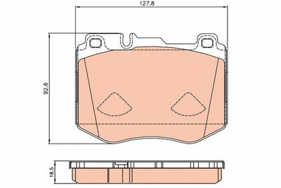 TRW GDB2081 Front Brake Pad Set Brake Pads 5.02 x 3.64 x 0.73 inches