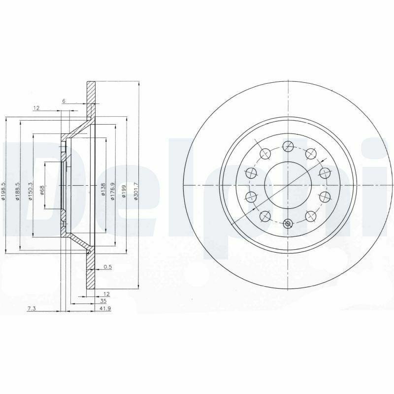 delphi-bg3956c-disk-brake-for-audi-a6, delphi-bg3956c-rear-brake-disk-close-up DELPHI BG3956C - Premium Disk Brake for Audi A6 01-11 | 1 Piece DELPHI BG3956C Disk Brake for Audi A6 01-11 delphi, disk-brake, brake-parts, audi-a6, car-maintenance, auto-mechanics, braking-system, premium-brake-disk, ai-generated, solid-disk