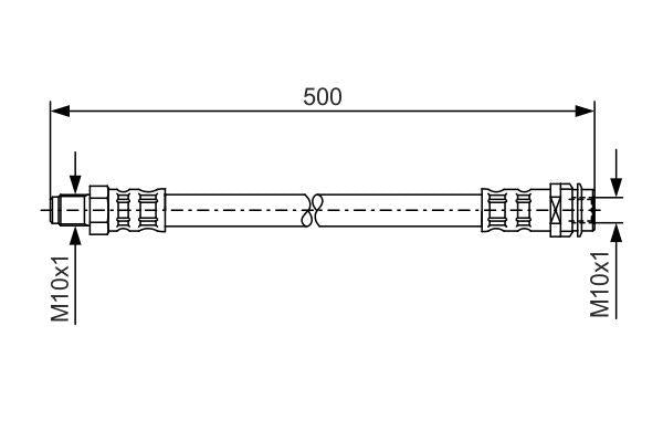 Bosch 1987476453 Brake Hose Front Mercedes A-Series W169 B-Series W245 500 mm — Brake Hydraulics