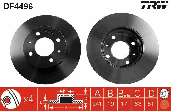 TRW DF4496 Disc Brake - Performance for 00-06 Accent Millenium — Brake Rotors & Drums
