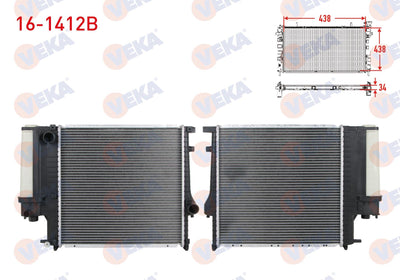 Veka 16-1412B Water Radiator Brazing Kare Tip BMW 3 Series (E36) 316 i M-T Ac + /-1990-1998 — Radiators & Fans
