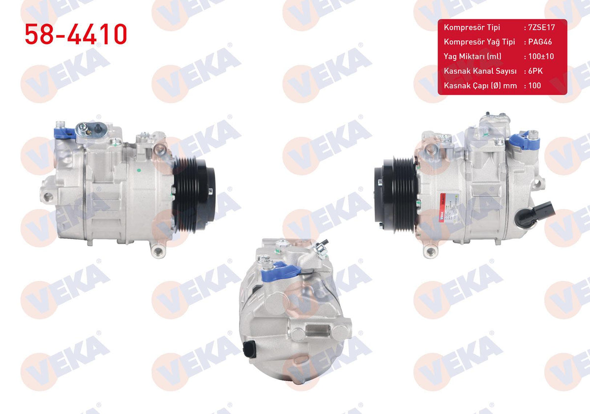 Veka 58-4410 A/C Compressor 6Pk 100mm Volkswagen Crafter 2.0 TDI 2011