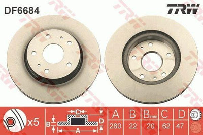 TRW DF6684 - Ventilated Disc Brake for 2007 Suzuki SX4 — Brake Rotors & Drums