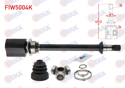 Veka FIW5004K CV Joint Right Front Inner Fiat Doblo (119,223) 1.9 JTD 24X24x30 Length 479 — Axles, CV Joints & Boots