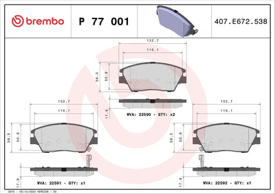Brembo P77001 Brake Pad Front Low-Met Ssangyong — Brake Pads