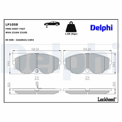 Delphi LP1058 Brake Pad Front Nissan Maxima Qx 2.0 V6 22V 3.0 24V 2.5 00-11 — Brake Pads