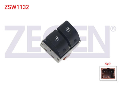 Zegen ZSW1132 Glass Release Switch Twin 4 Pin Polo-Cordoba-Ibiza IV 2001-2012 — Switches & Relays
