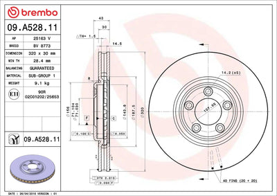 Brembo 09.A528.11 Brake Disc Front UV Coated Jaguar — Brake Rotors & Drums