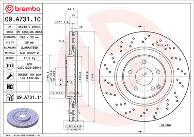 Brembo 09.A731.11 Brake Disc Front UV Coated Mercedes-Benz — Brake Rotors & Drums