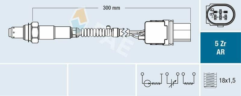 FAE Lambda Sensor - Compatible with 09 Accord 2.2i-Dtec & 18 Civic 1.6i-Dtec — Oxygen & Air-Fuel
