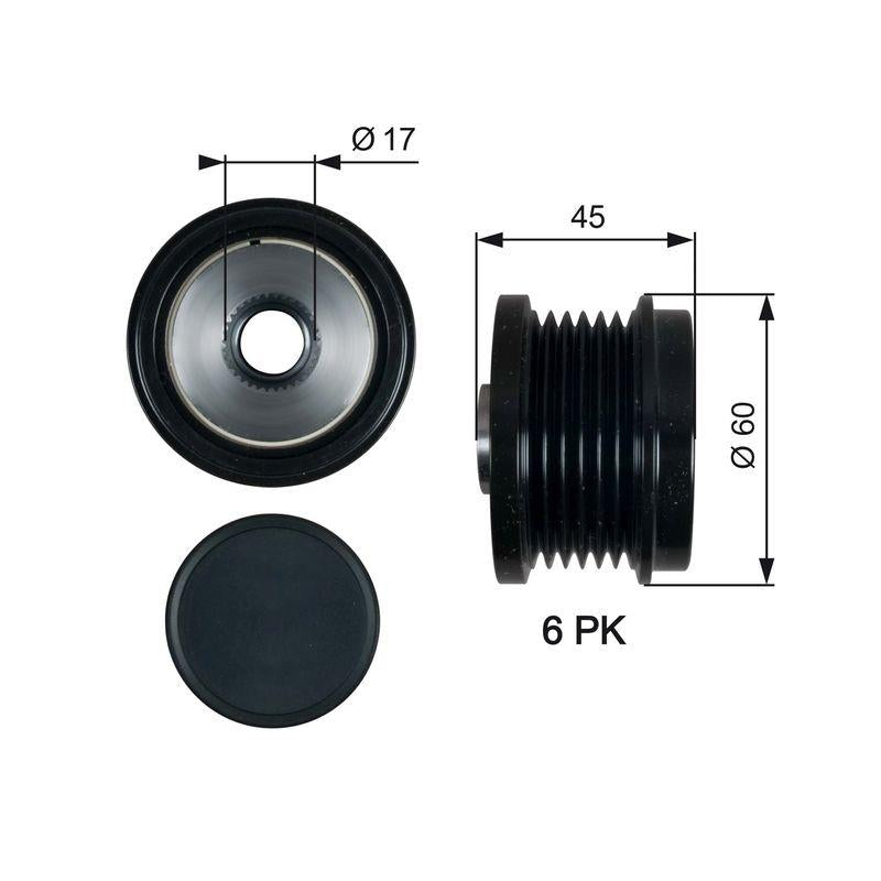 Gates OAP7155 Alternator Pulley Ford Fiesta VI/Focus III/C-Max/Kuga II/Mondeo/S-Max/Transit Connect/Cou — Starting & Charging