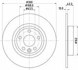 HELLA Pagid Brake Disc - 300mm, Dolu Design for Landrover Discovery Sport — Brake Rotors & Drums