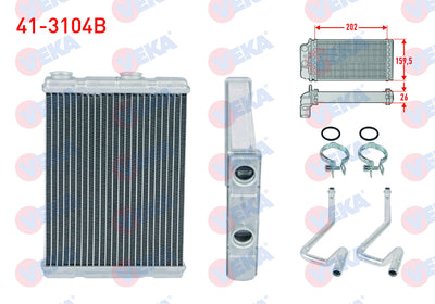 Veka 41-3104B Heater Core Brazing (5.5mm Fin) Nissan Qashqai (J11) 1.2 DiG-T-1.5 dCi-1.6 dCi-1.6 DiG-T 2014 — Heater & Blower