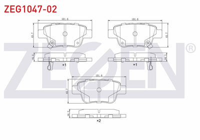 Zegen ZEG1047-02 Brake Pad Rear with Wear Indicator Toyota Avensis (T25) 1.6 Vvt-I 2003-2008 / Toyota Avensis (T — Brake Pads