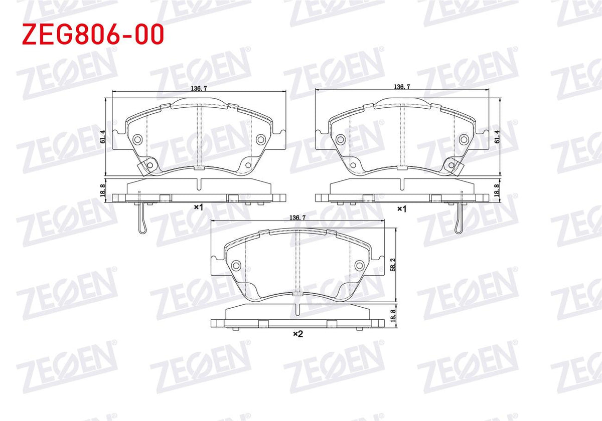 Zegen ZEG806-00 Brake Pad Front with Wear Indicator Toyota Corolla 1.4 D 2007-2012 / Corolla 1.4 D-4D 2007-2012 — Brake Pads