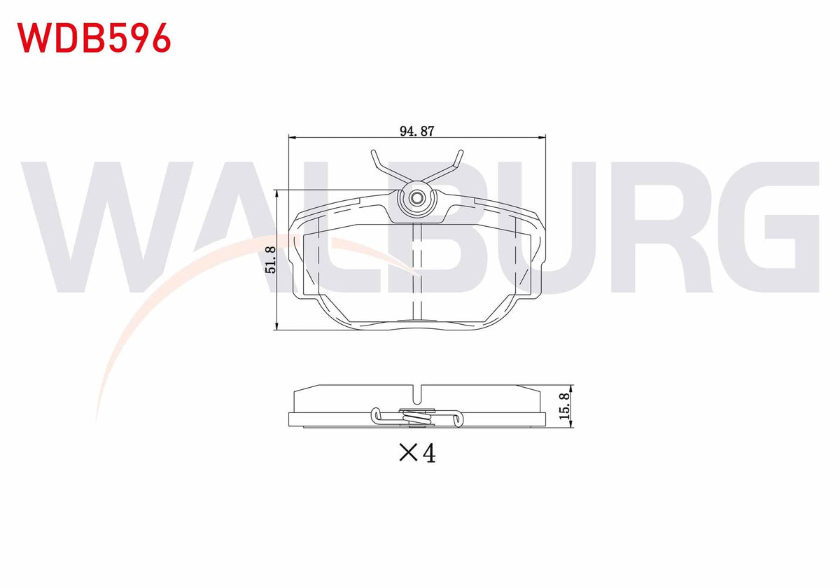 WALBURG WDB596 Brake Pad Rear Land Rover Discovery (Lj,Lt) 2.5 TDI 1994-2004 / Discovery (Lj,Lt) 4.0 V8 1994-2004