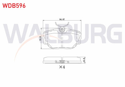WALBURG WDB596 Brake Pad Rear Land Rover Discovery (Lj,Lt) 2.5 TDI 1994-2004 / Discovery (Lj — Brake Pads