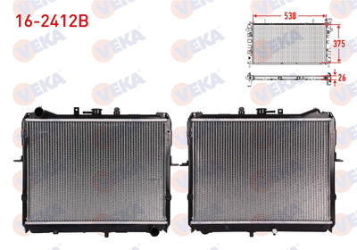 Veka 16-2412B Water Radiator Brazing Kia Besta 2.2 D M-T 1993-2003 — Radiators & Fans