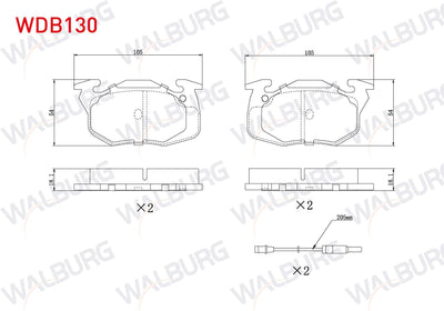 WALBURG WDB130 Brake Pad Front with Connector Renault R9 (L42) 1.4 1985-2000 /R11 (B /C37) 1.4 1983-1995 /R11 (B — Brake Pads