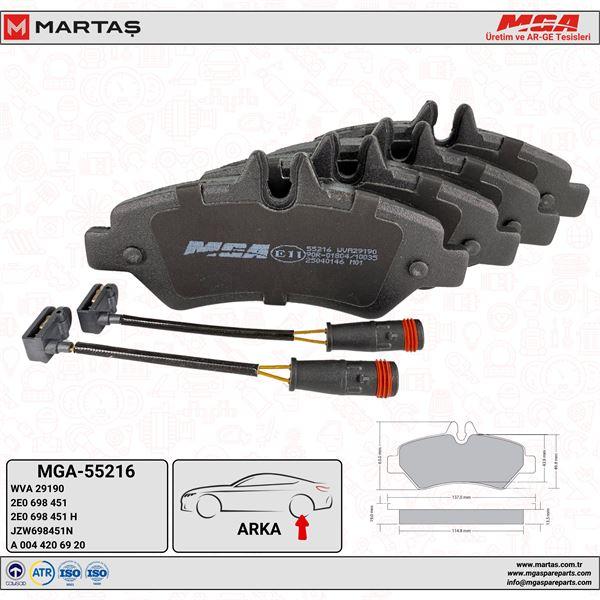 MGA 55216 Rear Brake Pad-Single Wheel-(VW Crafter 06-16 Mercedes Sprinter 06-16) **with Connector**