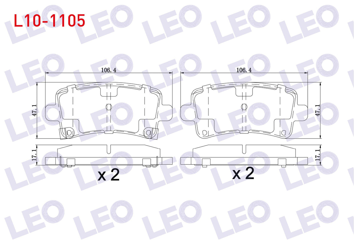 LEO L10-1105 Brake Pad Rear with Wear Indicator Opel Insignia 1.6 16-17-18 Rim 2008-/ 1.6 T 2008-/ 2.0 CDTi 130 Hp 2008-/ 2.0 T 2008-/ 2.8 V6 2008