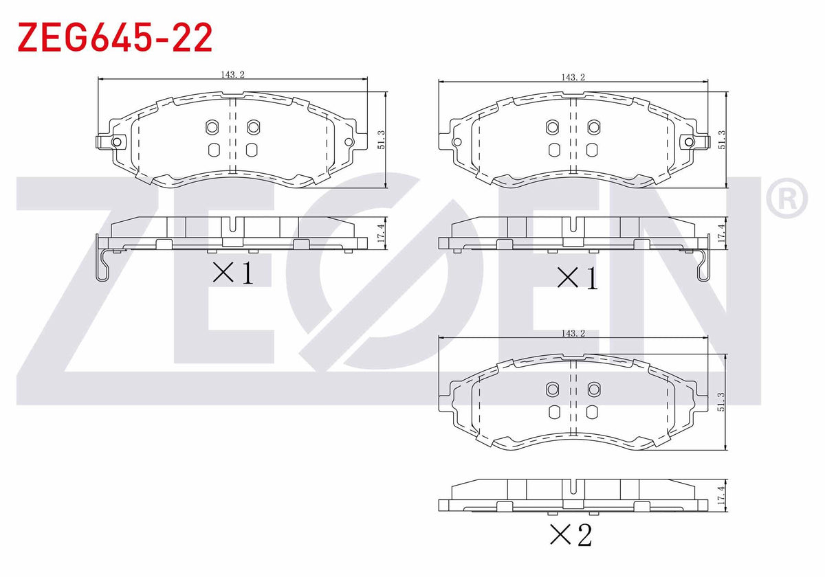 Zegen ZEG645-22 Brake Pad Front with Wear Indicator Chevrolet Lacetti (J200) 1.4i 16V 2006-2012 / Lacetti (J200) — Brake Pads