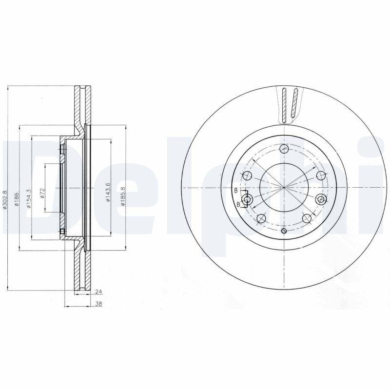 Delphi BG4316 Brake Disc (Twin Pack), Drilled