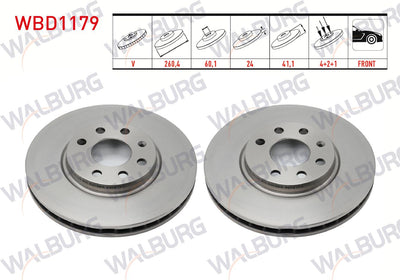 WALBURG WBD1179 Brake Disc Front Air 4 Bjn 260, 4X24x60 and 2 more models — Brake Rotors & Drums