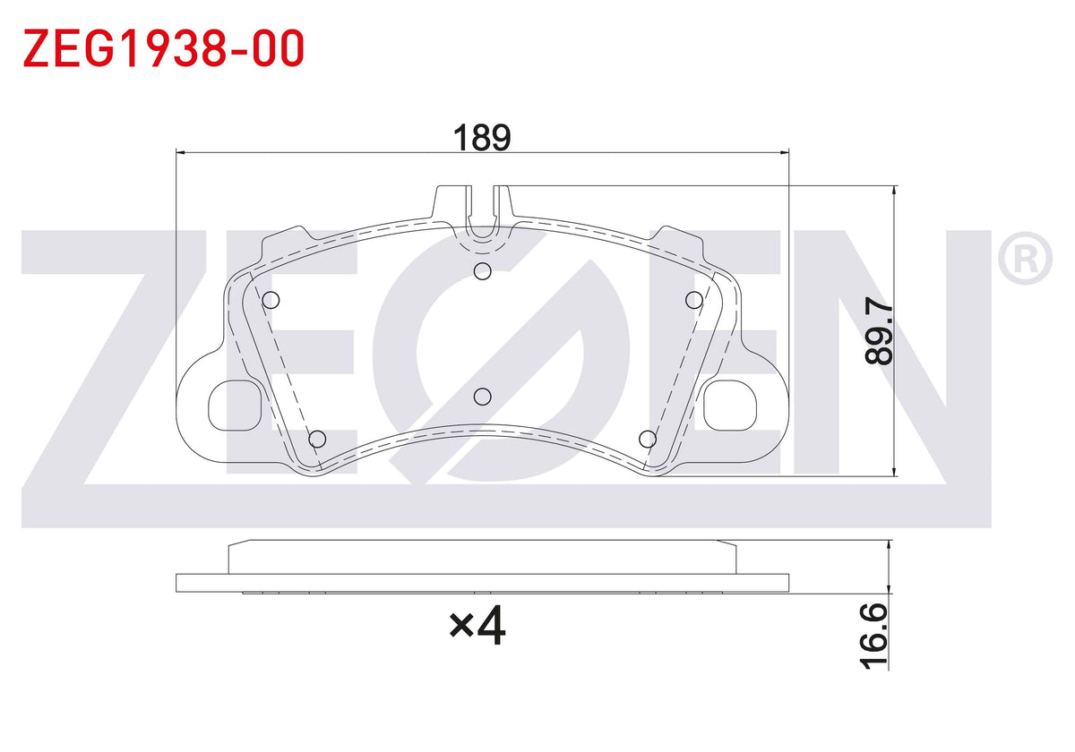 Zegen ZEG1938-00 Brake Pad Front Porsche Macan (95B) 2014-/ Cayenne (9Ya) 2.9 3.0 4.0 2017-/ Cayenne Coupe (9Yb) — Brake Pads