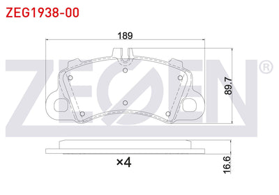Zegen ZEG1938-00 Brake Pad Front Porsche Macan (95B) 2014-/ Cayenne (9Ya) 2.9 3.0 4.0 2017-/ Cayenne Coupe (9Yb) — Brake Pads