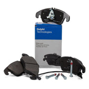 delphi audi a6 front brake pad set, high quality brake pads for audi a6, delphi front brake pads packaging Delphi Front Brake Pad Set for Audi A6 2012 and Later - High Quality Replacement for Car Owners Delphi Audi A6 Front Brake Pad Set brake-pads, audi-a6, delphi, car-parts, replacement-parts, automotive-safety, vehicle-maintenance, high-quality, braking-performance, ai-generated